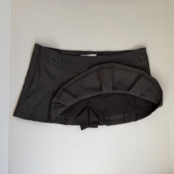 Almost Famous Black Pinstripe Skirt with Pleated Ruffle - Picture 3 of 3